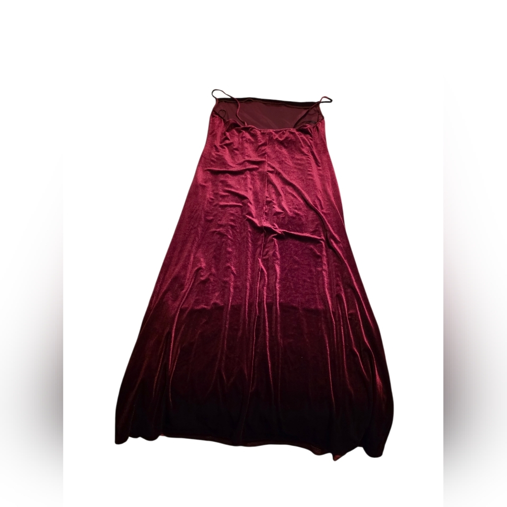 Newbury Street Red Velvety Spaghetti Strap Maxi Dress Evening Gown Size 2X/22W - Picture 4 of 8